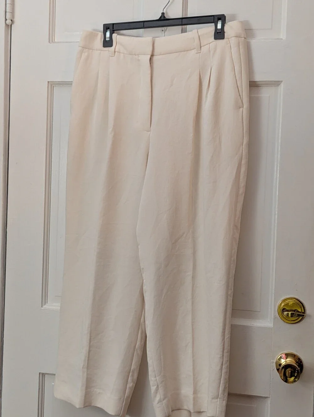 Aritzia The Effortless Pant Cropped Crepette Ivory Wide Leg Size 12 - Picture 2 of 5